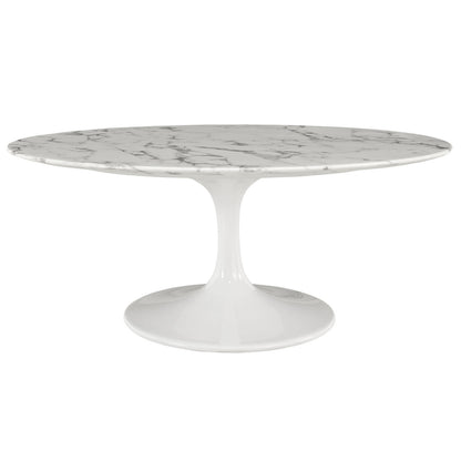 LIPPA 42" OVAL-SHAPED ARTIFICIAL MARBLE COFFEE TABLE - living-essentials