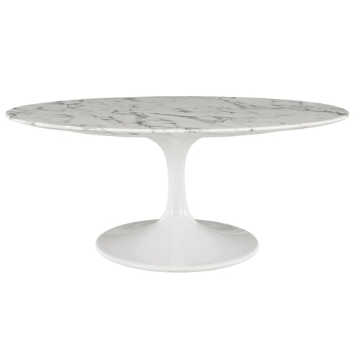 LIPPA 42" OVAL-SHAPED ARTIFICIAL MARBLE COFFEE TABLE - living-essentials