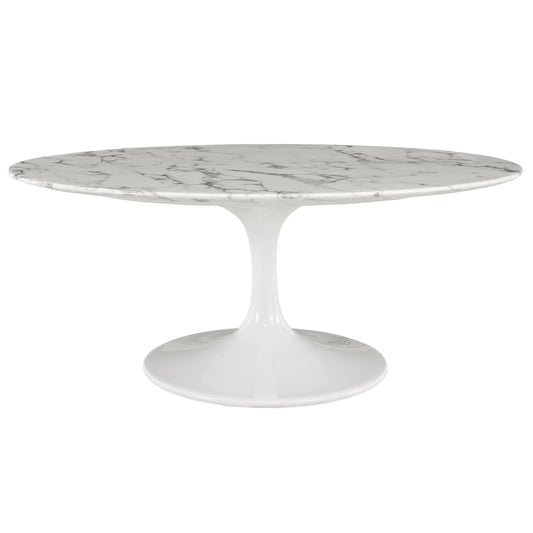 LIPPA 42" OVAL-SHAPED ARTIFICIAL MARBLE COFFEE TABLE - living-essentials