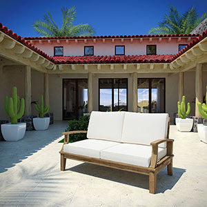 Marine Outdoor Patio Teak Loveseat - living-essentials