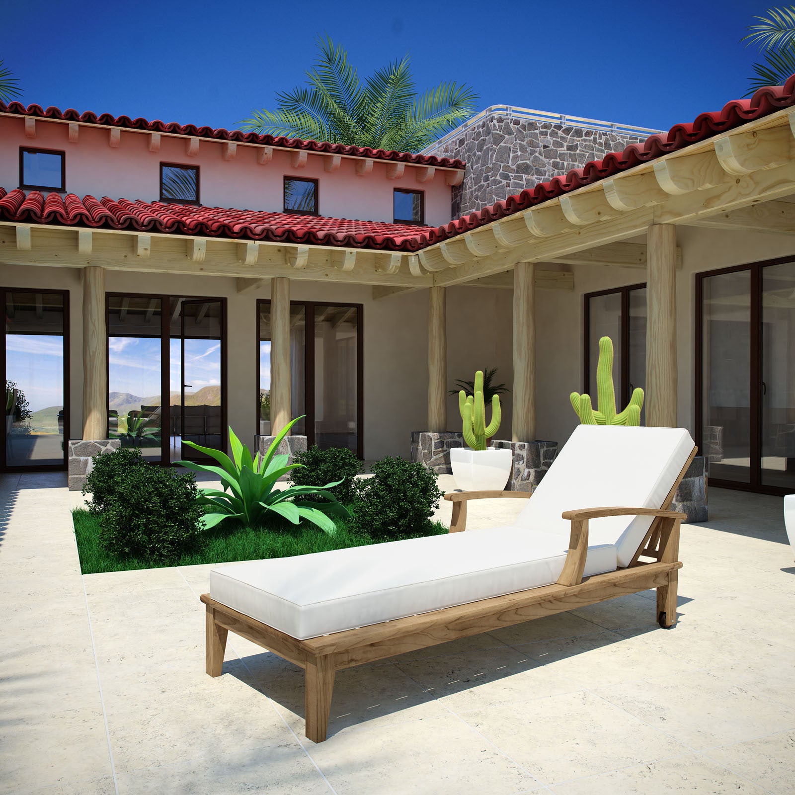 Marine Outdoor Patio Teak Chaise - living-essentials