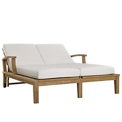 Berth Adjustable Outdoor Patio Teak Double Chaise - living-essentials