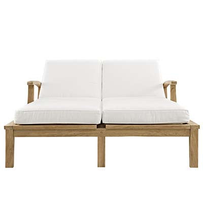 Berth Adjustable Outdoor Patio Teak Double Chaise - living-essentials