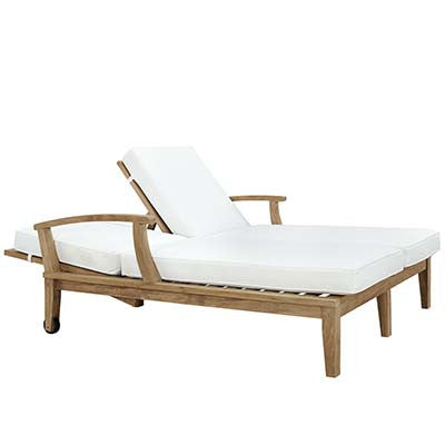 Berth Adjustable Outdoor Patio Teak Double Chaise - living-essentials