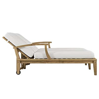 Berth Adjustable Outdoor Patio Teak Double Chaise - living-essentials