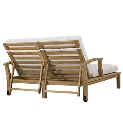 Berth Adjustable Outdoor Patio Teak Double Chaise - living-essentials