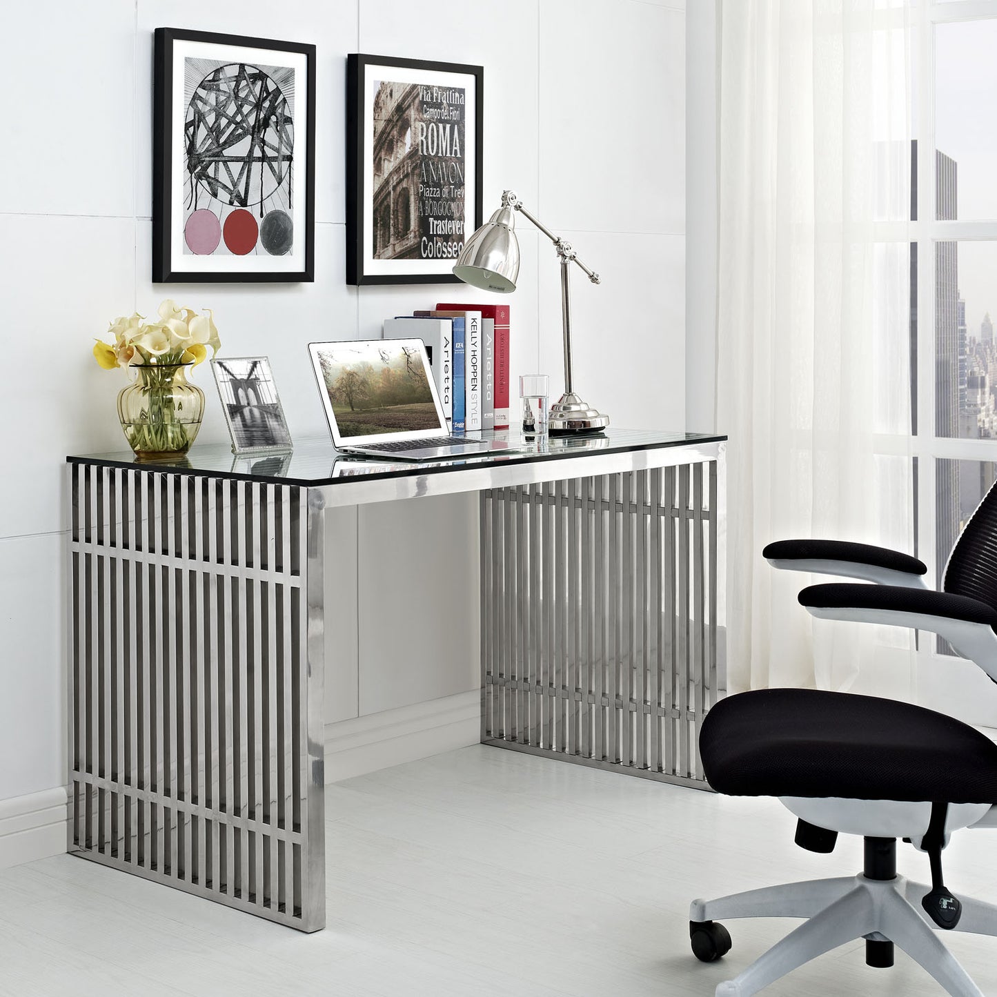 Platform Stainless Steel Office Desk - living-essentials