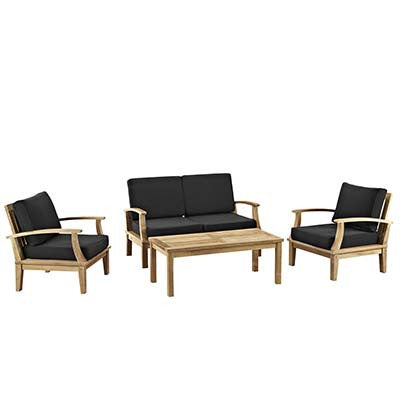 Marina 4 Piece Outdoor Patio Teak Sofa Set - living-essentials