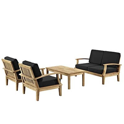 Marina 4 Piece Outdoor Patio Teak Sofa Set - living-essentials