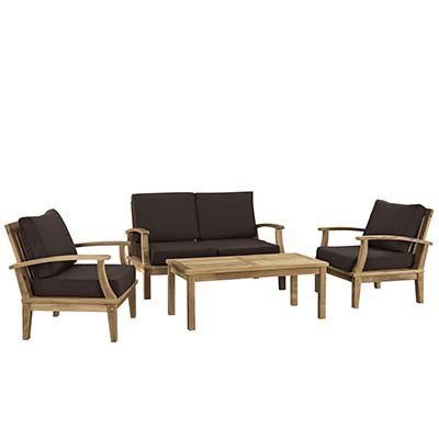 Marina 4 Piece Outdoor Patio Teak Sofa Set - living-essentials