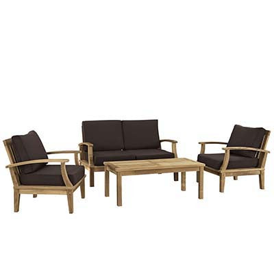 Berth 4 Piece Outdoor Patio Teak Sofa Set - living-essentials