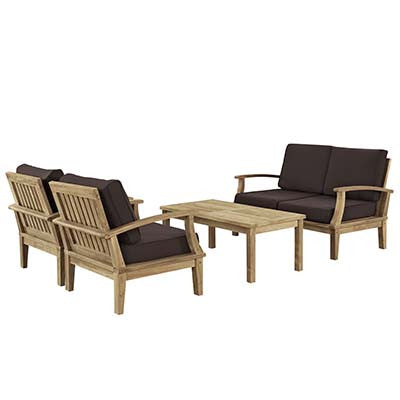 Marina 4 Piece Outdoor Patio Teak Sofa Set - living-essentials
