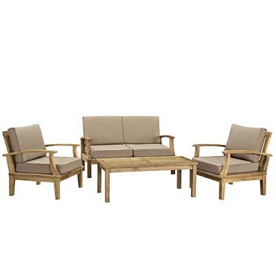 Berth 4 Piece Outdoor Patio Teak Sofa Set - living-essentials