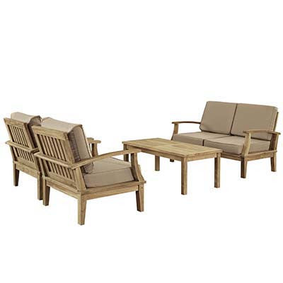 Berth 4 Piece Outdoor Patio Teak Sofa Set - living-essentials