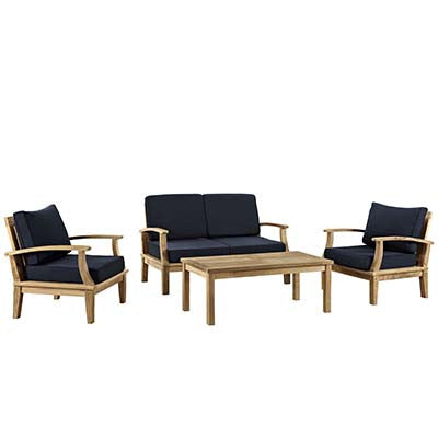 Marina 4 Piece Outdoor Patio Teak Sofa Set - living-essentials
