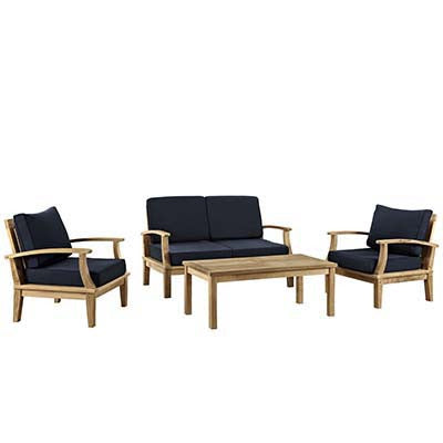 Berth 4 Piece Outdoor Patio Teak Sofa Set - living-essentials