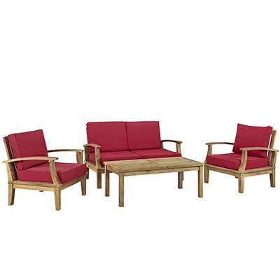 Marina 4 Piece Outdoor Patio Teak Sofa Set - living-essentials