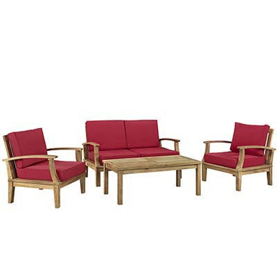 Berth 4 Piece Outdoor Patio Teak Sofa Set - living-essentials