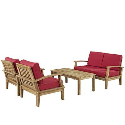 Berth 4 Piece Outdoor Patio Teak Sofa Set - living-essentials