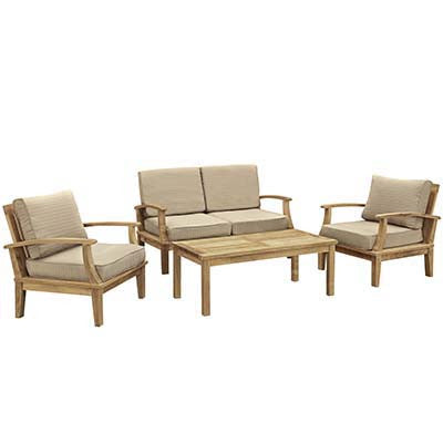 Berth 4 Piece Outdoor Patio Teak Sofa Set - living-essentials