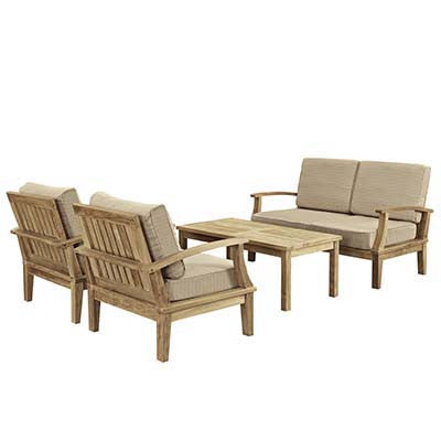 Berth 4 Piece Outdoor Patio Teak Sofa Set - living-essentials