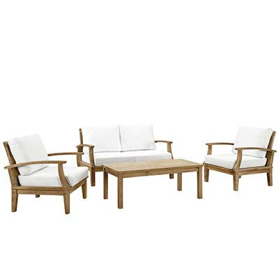 Marina 4 Piece Outdoor Patio Teak Sofa Set - living-essentials