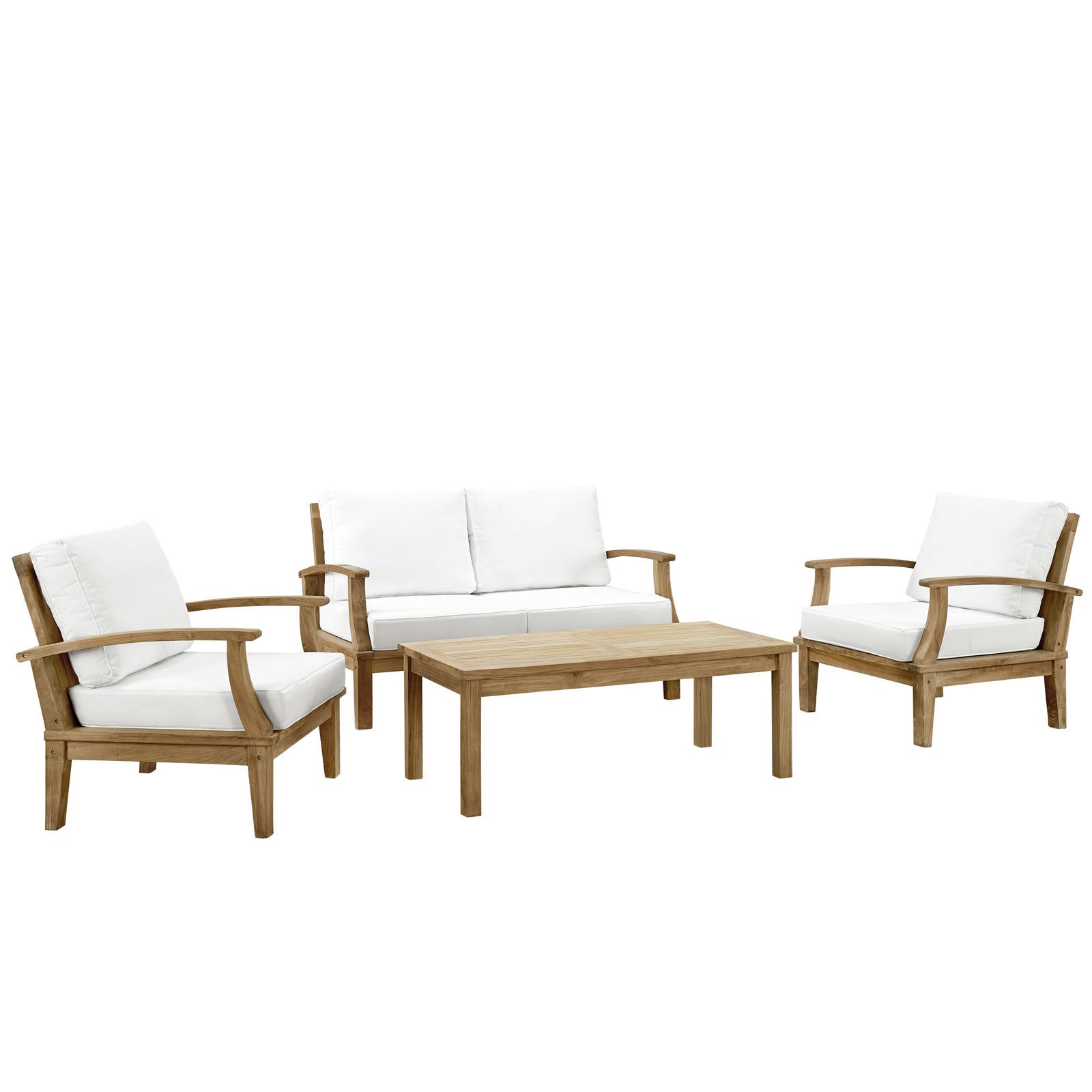 Marine 4 Piece Outdoor Patio Teak Loveseat Set - living-essentials