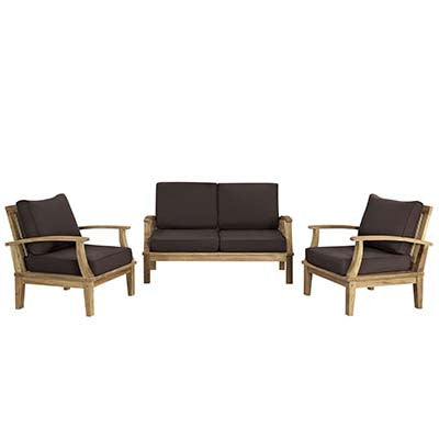 Marina 3 Piece Outdoor Patio Teak Sofa Set - living-essentials