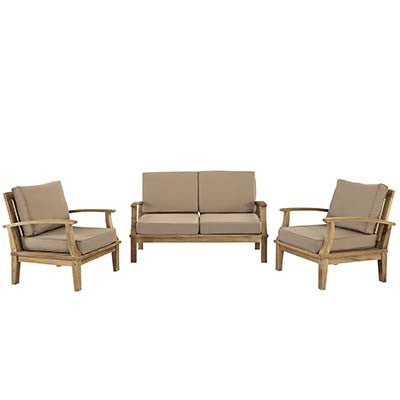 Marina 3 Piece Outdoor Patio Teak Sofa Set - living-essentials