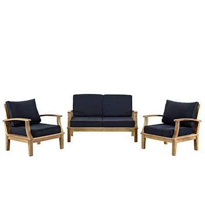 Marina 3 Piece Outdoor Patio Teak Sofa Set - living-essentials