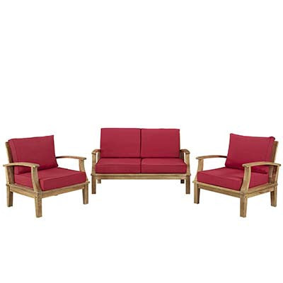 Marina 3 Piece Outdoor Patio Teak Sofa Set - living-essentials