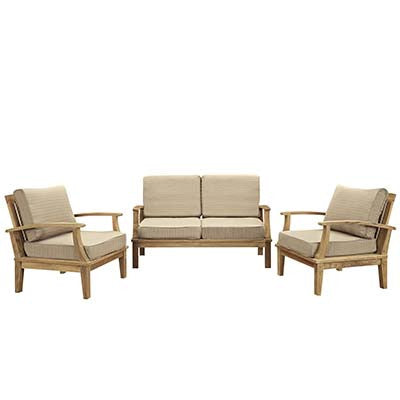 Marina 3 Piece Outdoor Patio Teak Sofa Set - living-essentials
