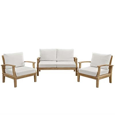 Marina 3 Piece Outdoor Patio Teak Sofa Set - living-essentials