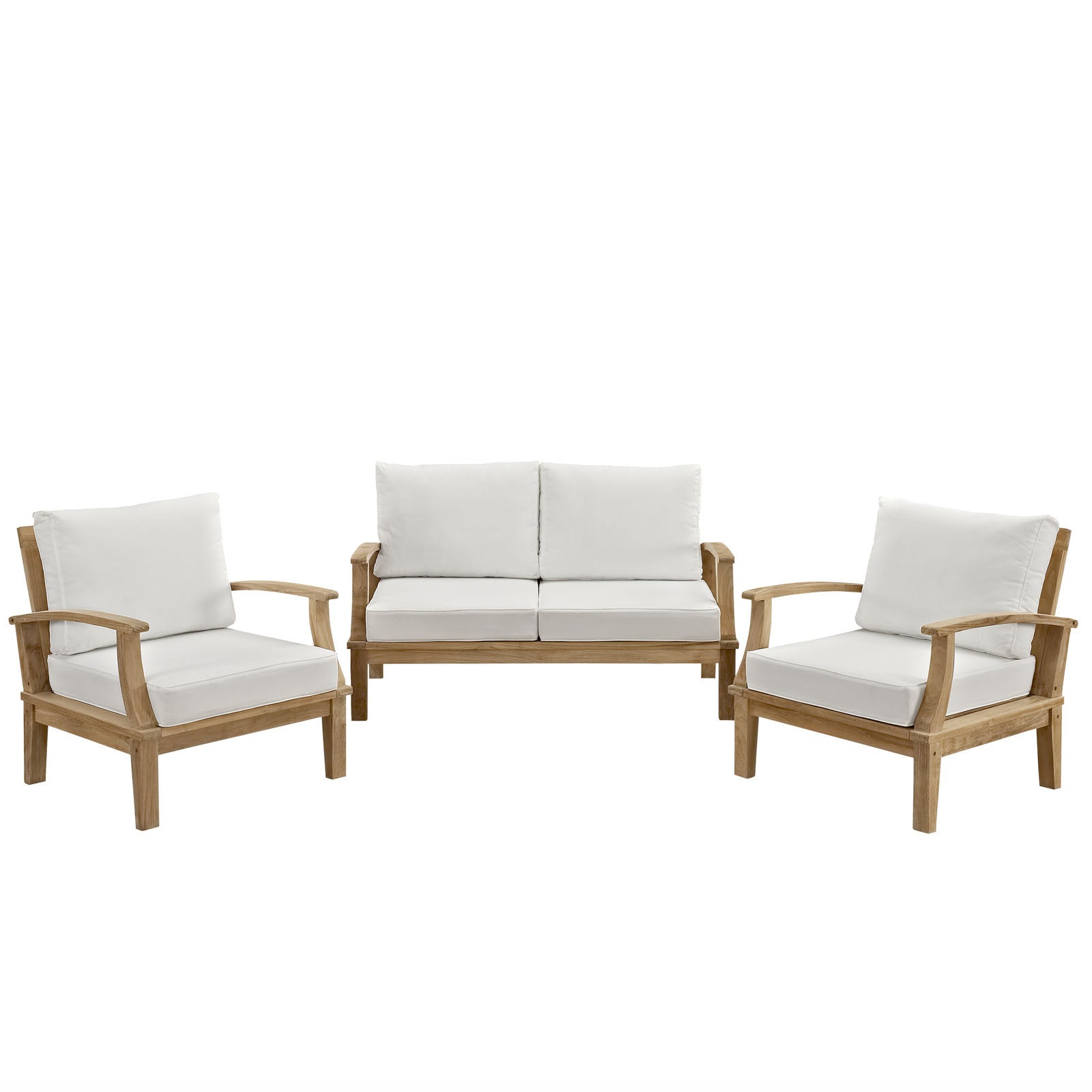 Marine 3 Piece Outdoor Patio Teak Loveseat Set - living-essentials