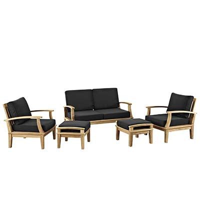 Marina 5 Piece Outdoor Patio Teak Sofa Set - living-essentials