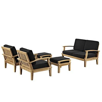 Marina 5 Piece Outdoor Patio Teak Sofa Set - living-essentials