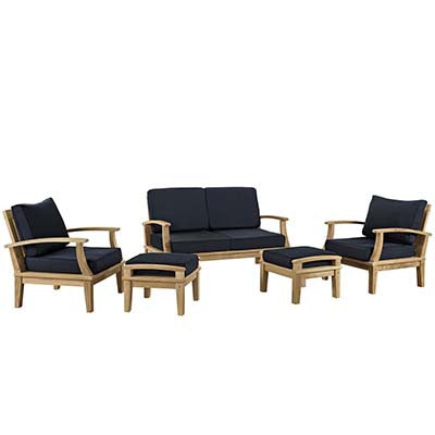 Marina 5 Piece Outdoor Patio Teak Sofa Set - living-essentials
