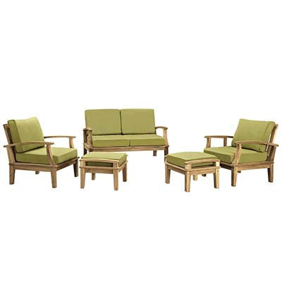 Marina 5 Piece Outdoor Patio Teak Sofa Set - living-essentials
