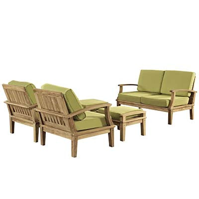Marina 5 Piece Outdoor Patio Teak Sofa Set - living-essentials
