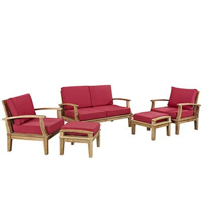 Marina 5 Piece Outdoor Patio Teak Sofa Set - living-essentials