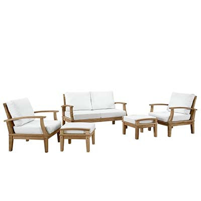 Marina 5 Piece Outdoor Patio Teak Sofa Set - living-essentials