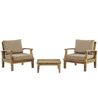 Berth 3 Piece Outdoor Patio Teak Sofa Set - living-essentials