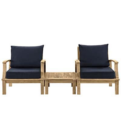 Berth 3 Piece Outdoor Patio Teak Sofa Set - living-essentials