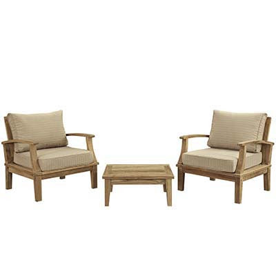 Berth 3 Piece Outdoor Patio Teak Sofa Set - living-essentials