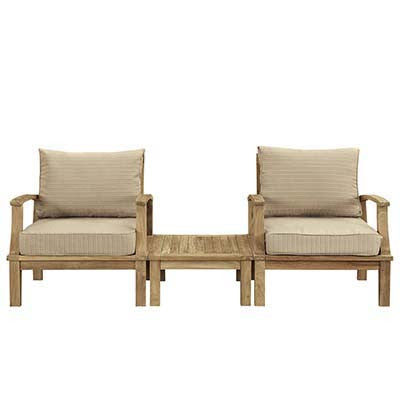 Berth 3 Piece Outdoor Patio Teak Sofa Set - living-essentials