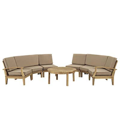 Marina 7 Piece Outdoor Patio Teak Sofa Set - living-essentials