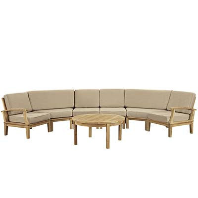 Marina 7 Piece Outdoor Patio Teak Sofa Set - living-essentials