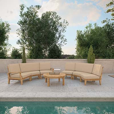 Marina 7 Piece Outdoor Patio Teak Sofa Set - living-essentials