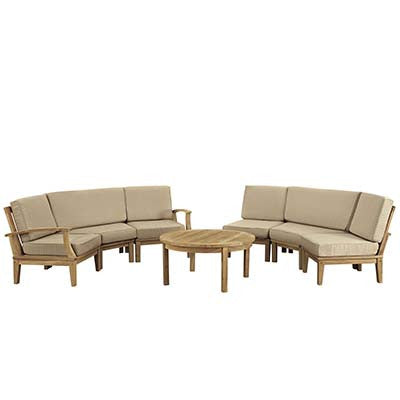 Marina 7 Piece Outdoor Patio Teak Sofa Set - living-essentials
