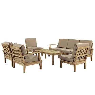 Berth 8 Piece Outdoor Patio Teak Sofa Set No 5 - living-essentials
